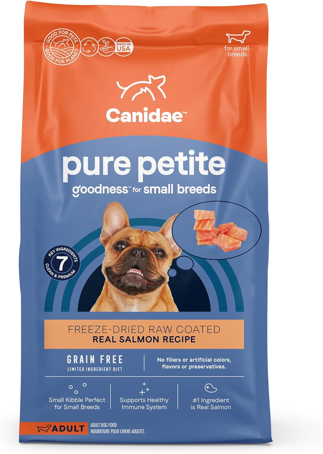 Canidae Pure Petite Freeze-Dried raw coated Recipe with Real Salmon Dog Dry 4 lbs