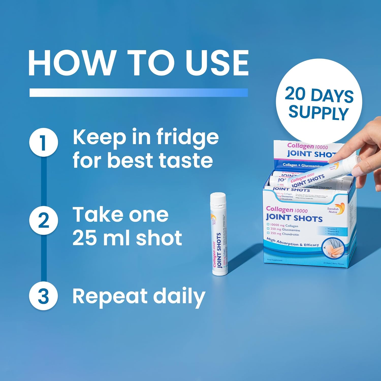 Swedish Nutra - Joint Shots I 20 Day Supply I 10,000 mg Collagen Type I, II & III I Glucosamine, MSM, Chondroitin, Turmeric I 100% Natural Flavour I Sugar-Free : Amazon.co.uk: Health & Personal Care
