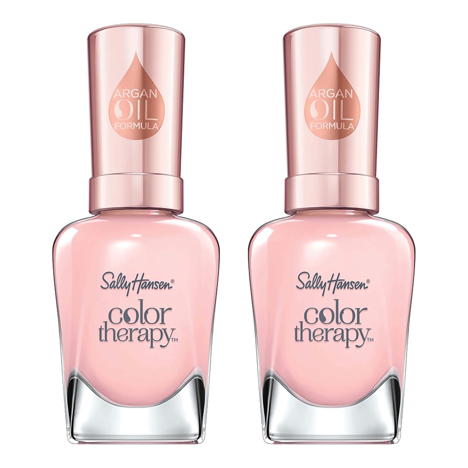 Sally Hansen Color Therapy Nail Polish, Rosy Quartz 0.5 Ounce Long-Lasting Nail Polish With Gel Shine And Nourishing Care, Pack Of 2