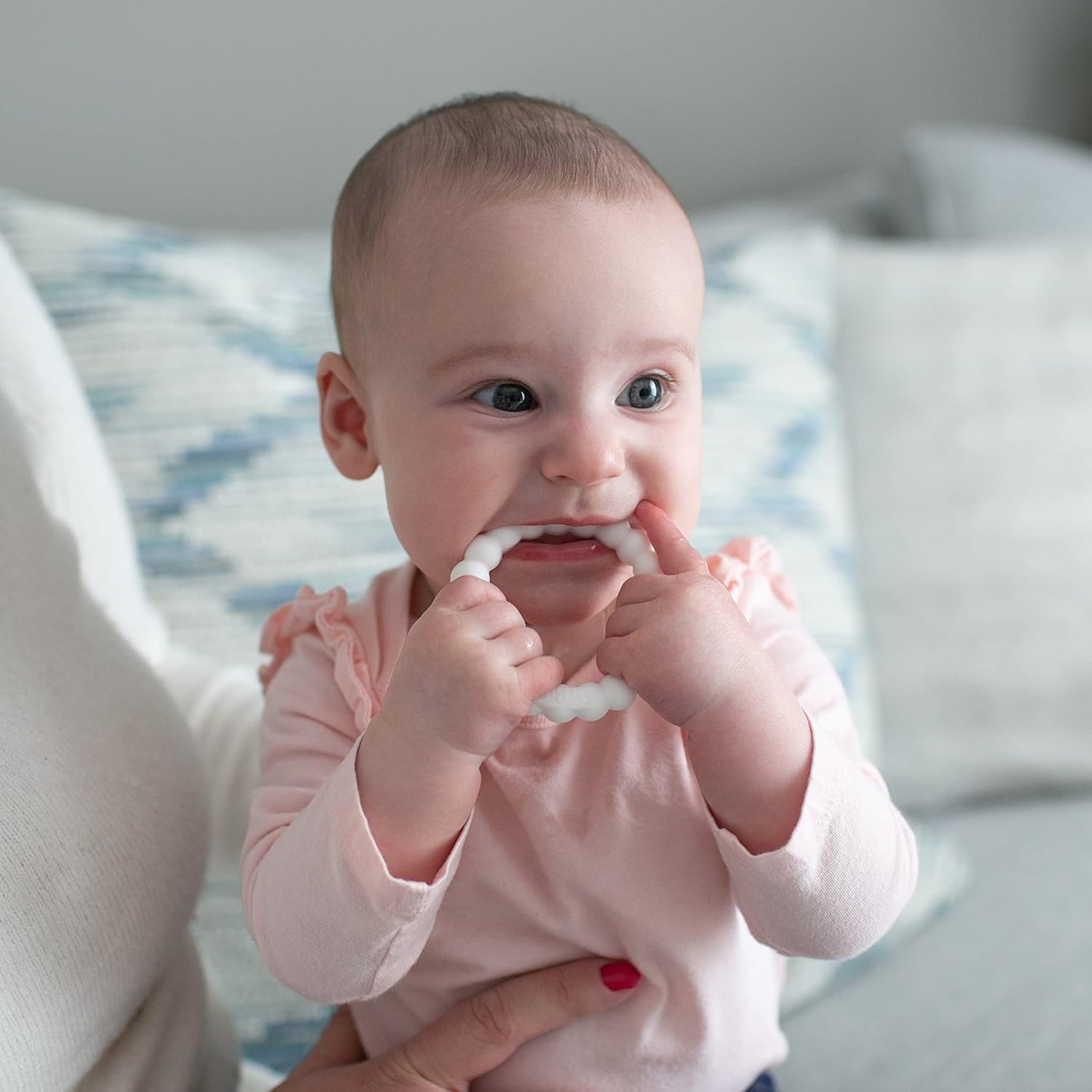 Dr. Brown's Flexees Beaded Teether Rings, 100% Silicone, Soft & Easy to Hold, Encourages Self-Soothe, 3 Pack, Pink, White, Gray, BPA Free, 3m+ : Everything Else