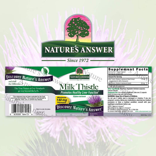 Nature's Answer Milk Thistle Capsules 60 Count - 80% Silymarin Seed Extract