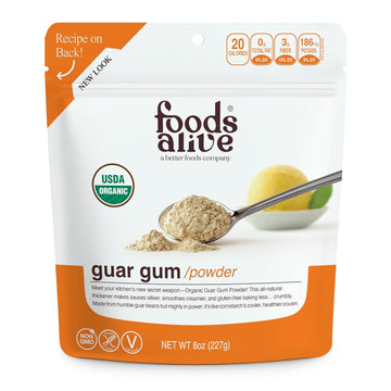 Foods Alive Organic Guar Gum Powder 8 Oz, Thickening Agent, Kosher Gelatin, Vegan, Gluten Free