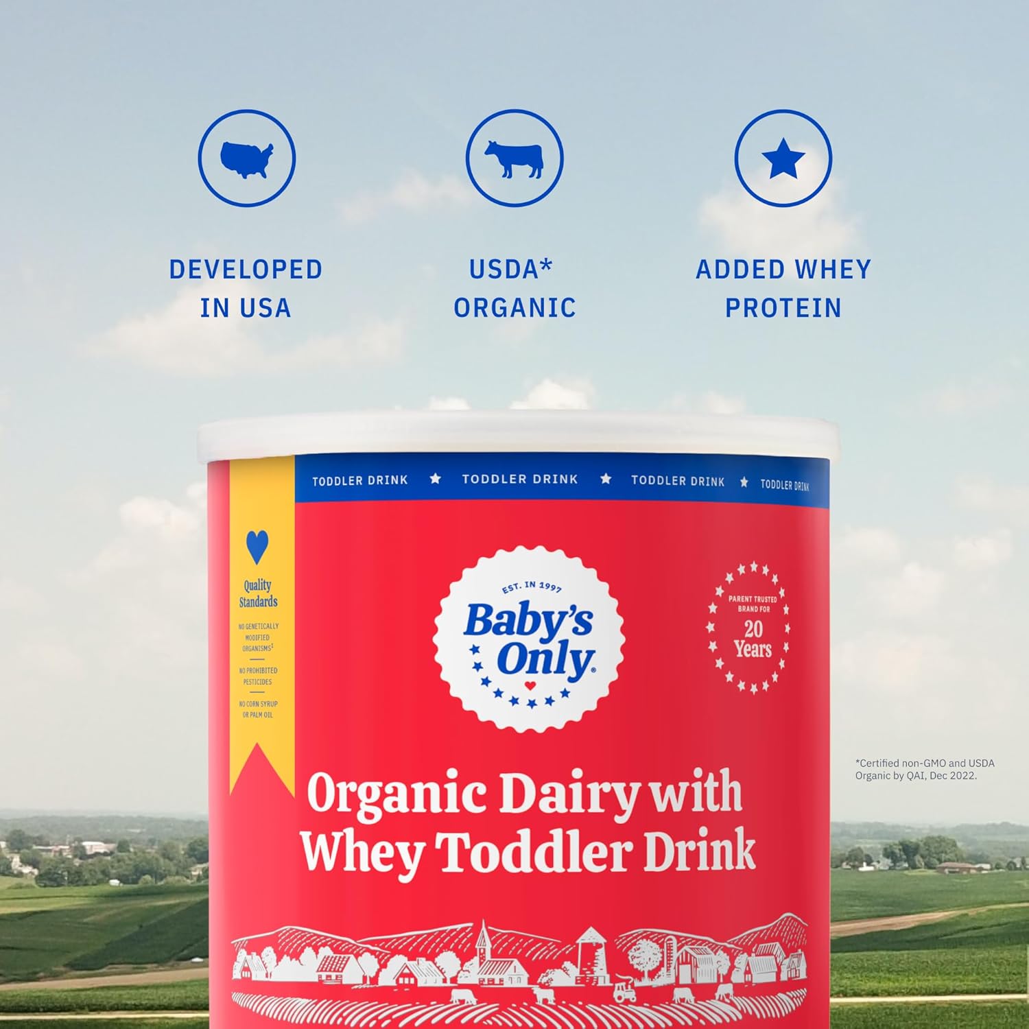 Baby's Only Organic Dairy with Whey Toddler Drink, Milk Powder with Extra Whey Protein, Iron, Vitamin D, Toddlers 12 Months Old and Up, Organic Toddler Drink, Easy to Digest, 12.7 oz, 1 Pack : Baby