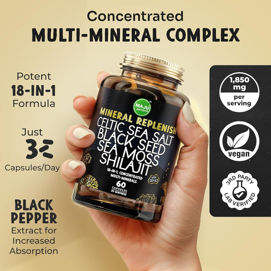 MAJU 18-in-1 Black Seed, Shilajit, Sea Moss, Celtic Sea Salt + D3 & K2