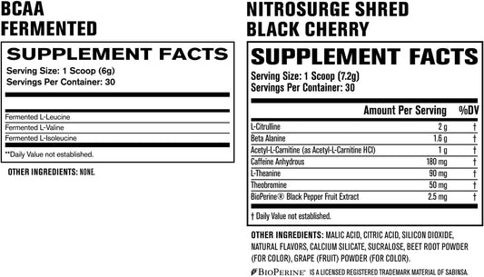 Jacked Factory Nitrosurge Shred Thermogenic Pre-Workout In Black Cherry & Bcaa In Fruit Punch For Body Recomposition, Muscle Building And Recovery