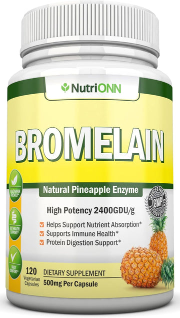 Bromelain - 500Mg - 2400 Gdu - 120 Vegetable Capsules - Pure Pineapple Enzyme Extract - Supports Digestion And Nutrient Absorption - Great For Immune Health