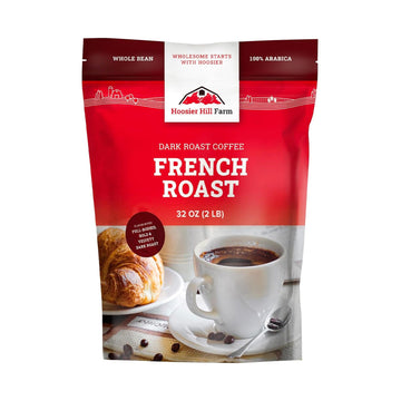 Hoosier Hill Farm French Roast Whole Bean Coffee, Dark Roast, 32oz (2LB), Resealable Bag