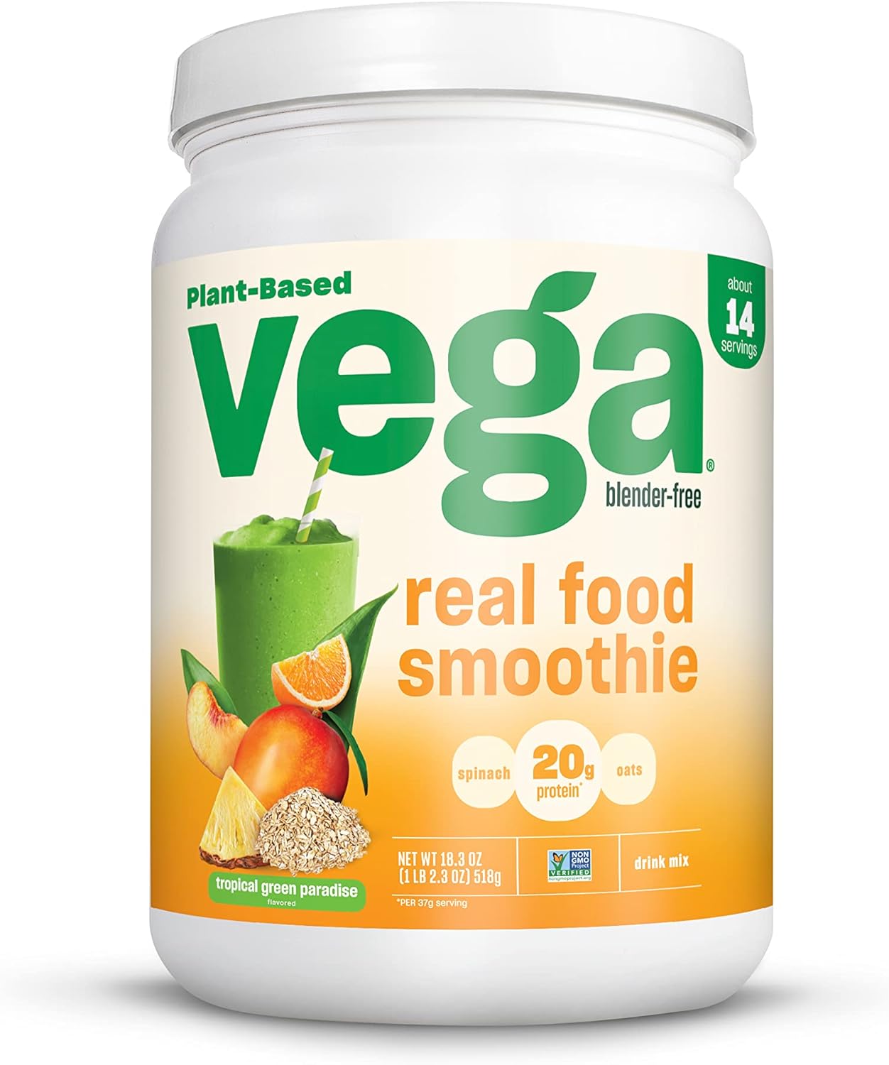 Vega Real Food Smoothie, Tropical Green Paradise - Vegan Protein Powde