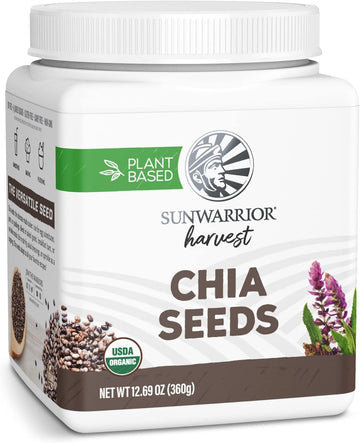 Sunwarrior Chia Seeds Organic Non-Gmo Keto Vegan Superfood Additive For Smoothies Acai Pudding Baking 360G Tub (30 Srv) Organic Harvest