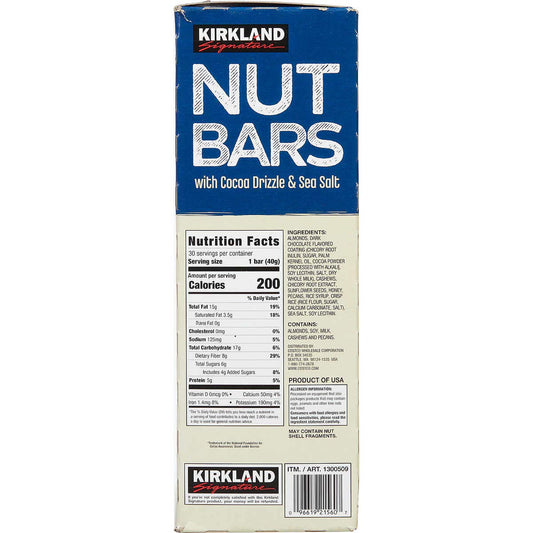 Kirkland Signature Nut Bars, 1.41 oz, 30 ct X 2 Pack ( 60 Total )