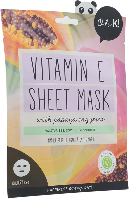 Oh K! Vitamin E Sheet Mask, Plumping Effect, With Collagen, Rose Scented, Vegan and Cruelty Free, 43g : Amazon.co.uk: Beauty