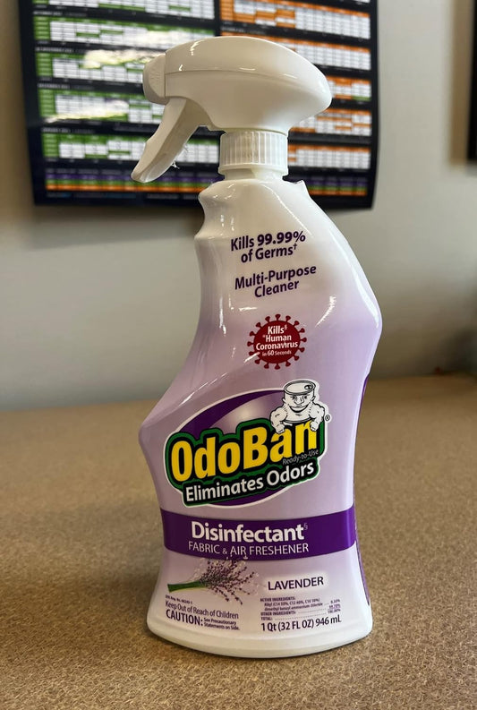 OdoBan Ready-to-Use Disinfectant and Odor Eliminator, Set of 4 Spray Bottles, 32 Ounces Each, Lavender Scent
