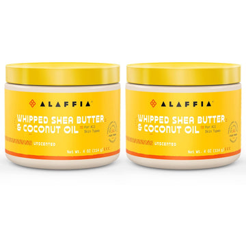 Alaffia Whipped Shea Butter And Coconut Oil, For Smooth, Soft Skin, Unscented 4 Oz
