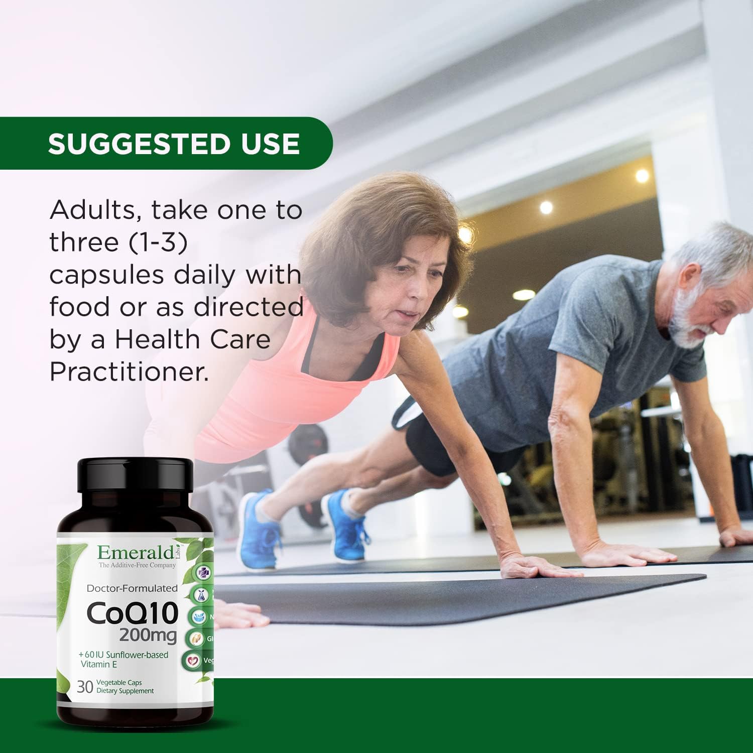 EMERALD LABS CoQ10 200mg - Premium Wellness Supplement with Natural Vitamin E - Supports Antioxidant, Circulation, Energy & Heart Health - 30 Capsules (30-Day Supply) : Health & Household