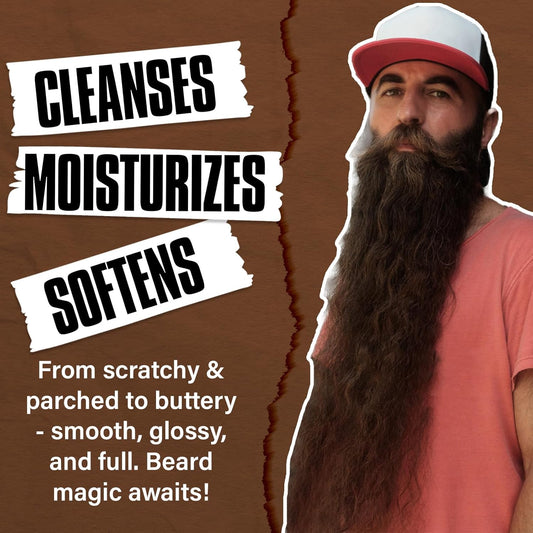 Beard Wash & Conditioner & Silicone Beard Brush Set W/Argan & Jojoba Oils - Reduce Beard Itchy, Dandruff, Beard Shampoo, Softens & Strengthens & Shine - 2 X 4 Fl Oz 120Ml