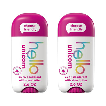 Hello Lavender Vanilla Aluminum Free Deodorant For Women And Men With Shea Butter, 24-Hour Freshness, Baking Soda Free Deodorant, Dermatologically Tested, 2.6 Oz Stick