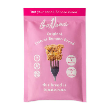 GoNanas Instant Banana Bread Packets, Original Flavor, Individual Portions. Vegan, Gluten Free Healthy Snacks. Oat Flour Banana Bread Mix. Women Owned, US Ingredients, Dairy Free, Nut Free (12 Pack)