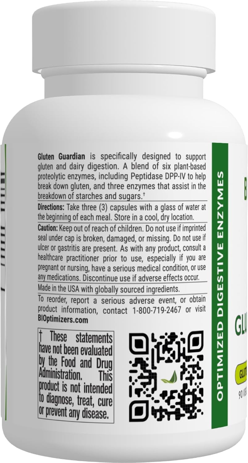 Gluten Guardian 3.0 - Enzyme Supplement With Dpp-Iv To Support Gluten Digestion – May Help Prevent Bloating, Gas, And Indigestion, 90 Capsules : Health & Household