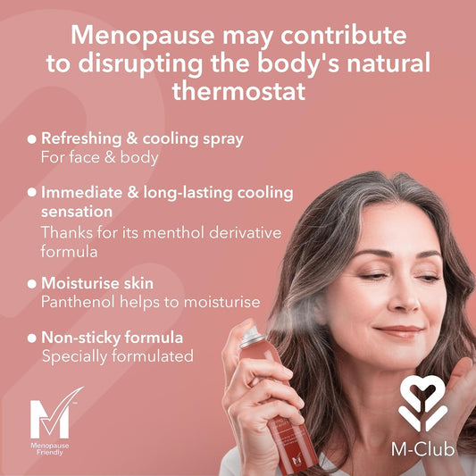 M-Club Instant Cooling Spray For Face & Body 2X 150Ml – Instant Relief For Menopause Hot Flushes, Overheating & Night Sweats – Non-Sticky Moisturising Mist, Hydrates & Relieves - Alcohol-Free Formula