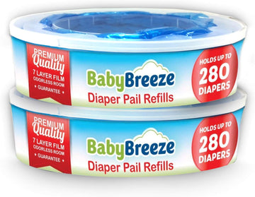 Diaper Pail Refill Bags Compatible With Playtex Diaper Genie Diaper Disposal System - 560 Count (2 Pack) – By Babybreeze