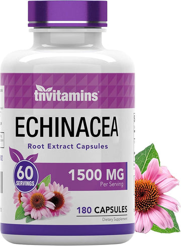 Echinacea Capsules (1500 Mg - 180 Capsules) | Supports Health & Well-Being | Echinacea Root Herbal Extract Supplement | Produced In The Usa