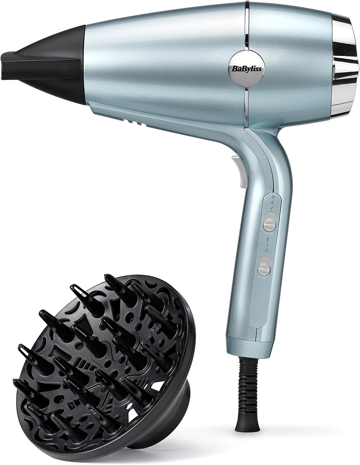 Babyliss 2100 Hydro-Fusion Hair Dryer, Smooth Blow-Dry, Ionic Anti Frizz, Nozzle And Curl Diffuser