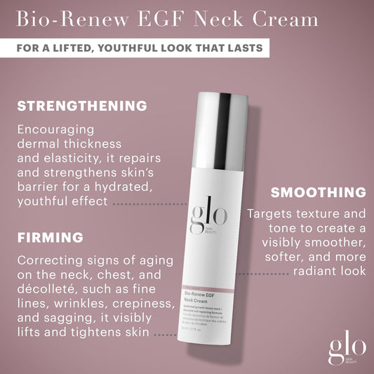 Glo Skin Beauty Bio-Renew Egf Neck Cream - Epidermal Growth Factor Neck + Décolleté Cell Repairing Formula, Reduce The Appearance Of Wrinkles, Fine Lines Crepey & Sagging Skin
