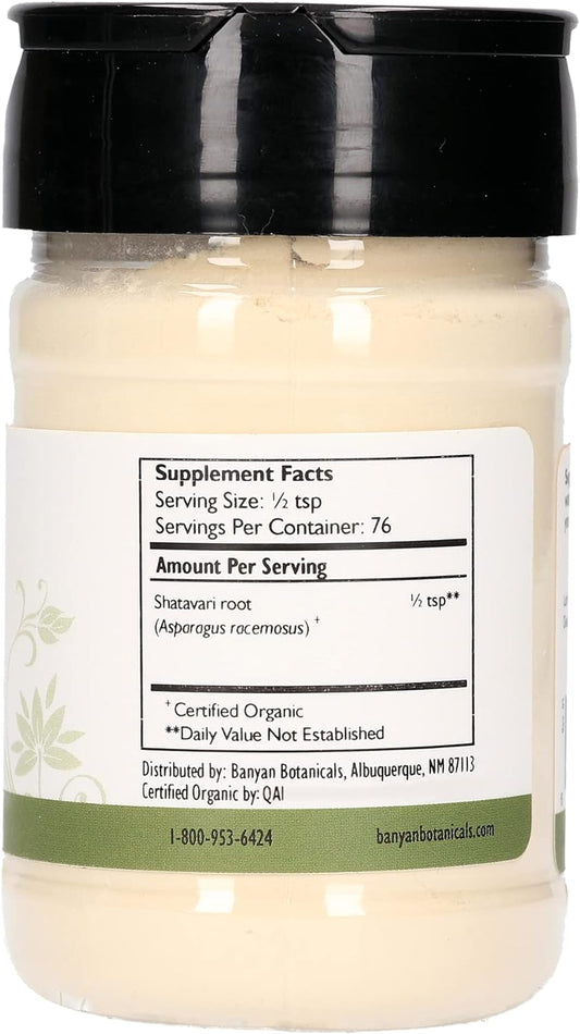 Banyan Botanicals Organic Shatavari Powder – Asparagus racemosus – Ayurvedic Herb for Vata & Pitta, Balanced Female Hormones, Energy & More* – Spice Jar ­– Non-GMO Sustainably Sourced Vegan F
