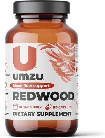 Umzu Redwood - Supports Nitric Oxide & Healthy Blood Flow - Blend Of Vitamins & Herbal Extracts - Supplement With Vitamin C, Garlic & Horse Chestnut - For Well-Being - 30 Day Supply - 180 Capsules