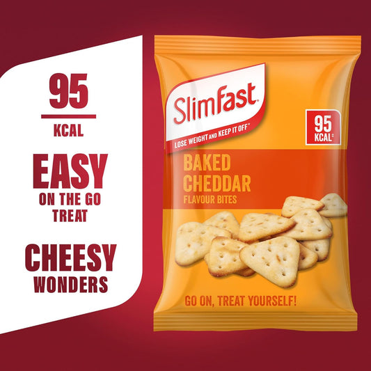 Slimfast Cheddar Bites Snack Bag, Crunchy, Tasty Low Calorie Snack, 24 X 22 G Multipack