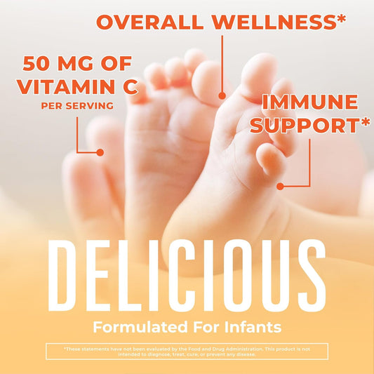 Infant & Baby Vitamin C Supplement | Usda Organic Vitamin C Liquid Drops For Infants | Ages 6-12 Months | Immune Support Supplement | Overall Health | Vegan | Non-Gmo | Gluten Free | 2 Fl Oz