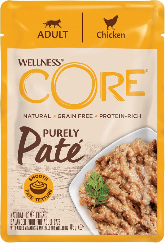 Wellness CORE Purely Paté Chicken, Smooth Paté Wet Cat Food, Grain-Free, High Meat Content, Chicken, 24 x 85g