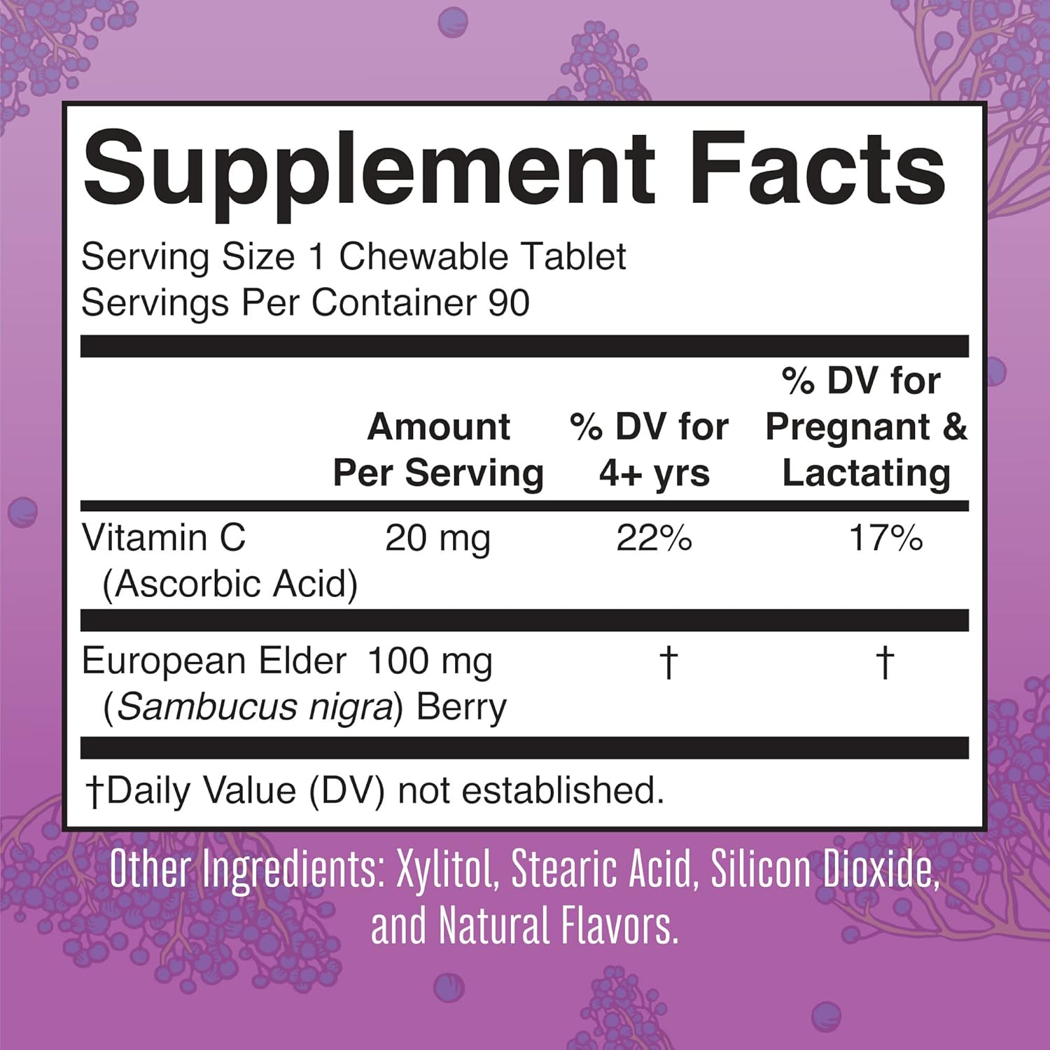 MaryRuth's Elderberry + Vitamin C Chewable Tablets | Sambucus nigra | Black Elderberry for Immune Support | 3 Month Supply | Gluten Free | Non-GMO | 90 Servings : Health & Household