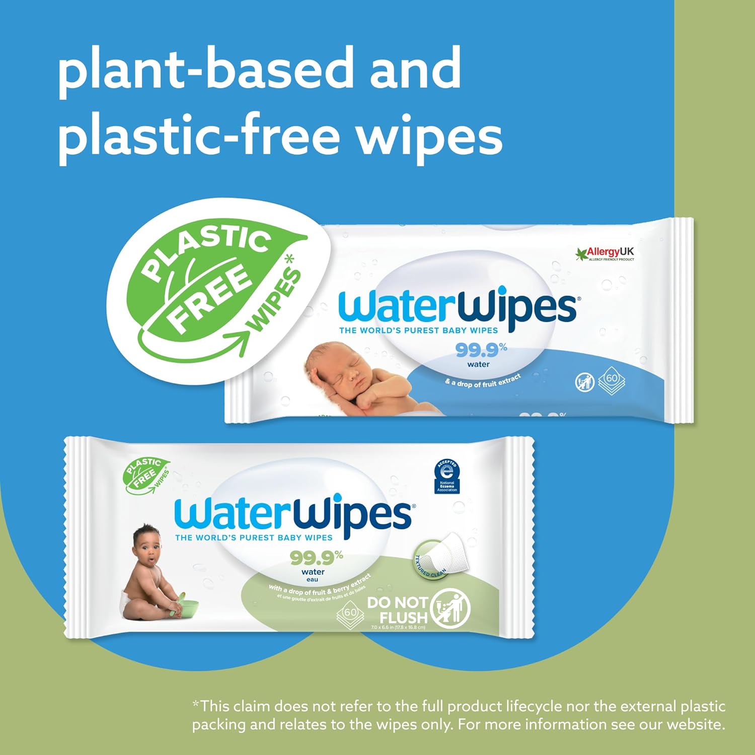 WaterWipes Bundle, Original 540 Count (9 packs) & Textured Clean Wipes 240 Count (4 packs), Plastic-Free, 99.9% Water Based Wipes, Unscented, Hypoallergenic for Sensitive Skin, Packaging May Vary : Baby