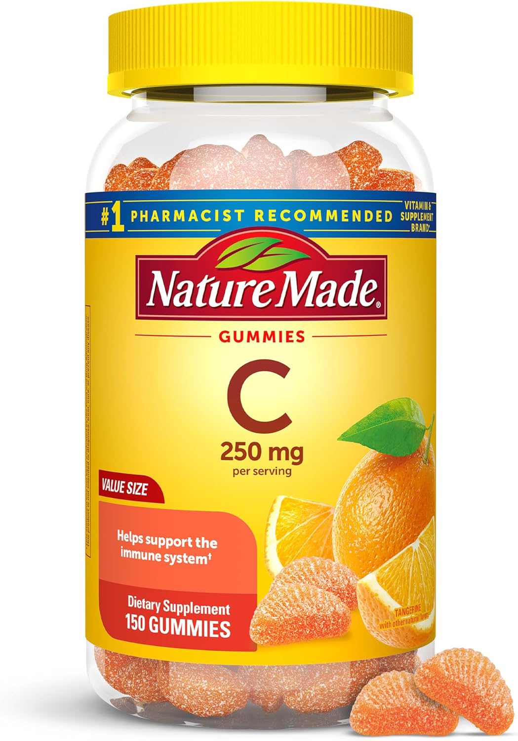 Vitamin C Gummies 250 Mg, 80 Count, For Immune Support, Antioxidant Support, Collagen Support For Skin Health, Tangerine