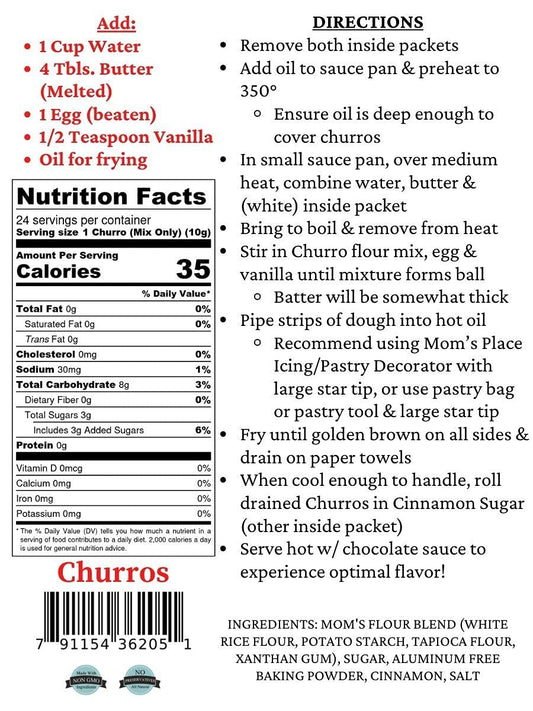 Mom's Place Gluten Free Gluten-Free Cinnamon Sugar Churros Mix