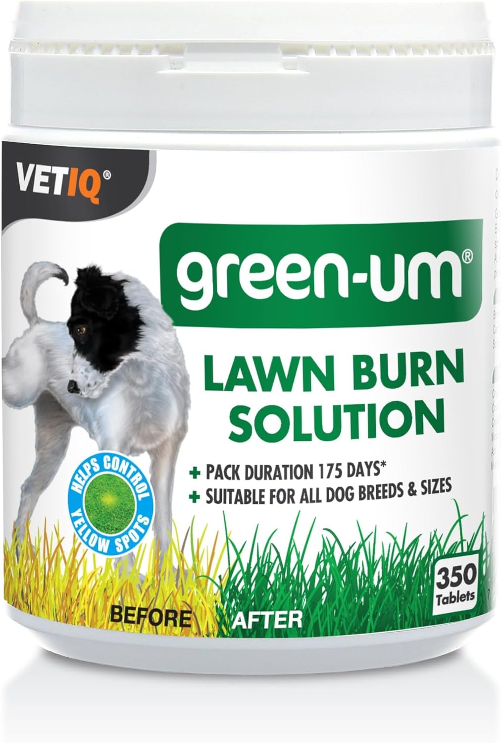 VETIQ Green-Um Lawn Burn Solution, Dog Urine Neutraliser Tablets to Control Nitrogen in Urine to Prevent Lawn Yellow Spots, 350 Tablets?MCH0140