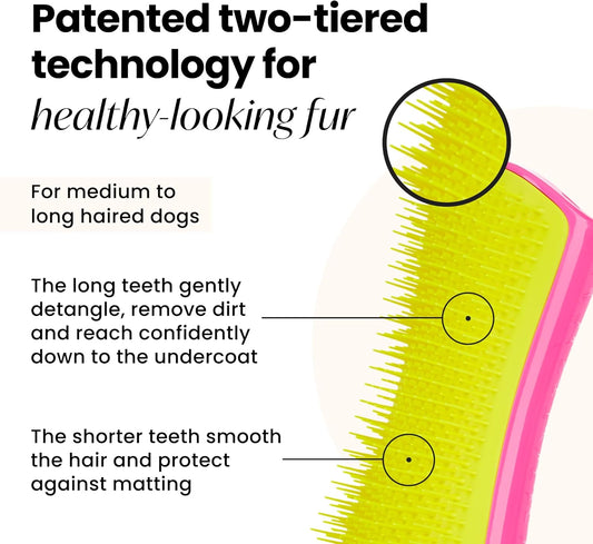 Pet Teezer, Detangling And Dog Grooming Brush, Pink And Yellow