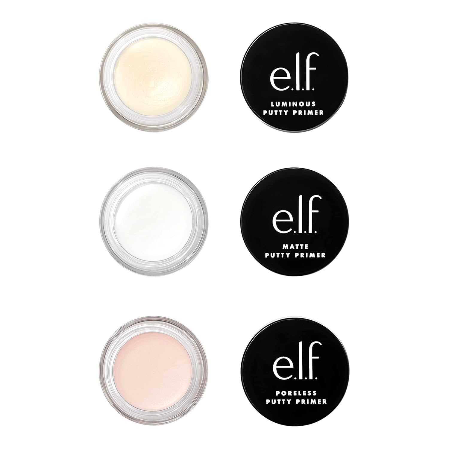 E.L.F. Cosmetics Putty Primer Trio, Includes Poreless Putty, Matte Putty & Luminous Putty, Travel Size, 0.14 Oz (4G) Each, 0.14 Ounces
