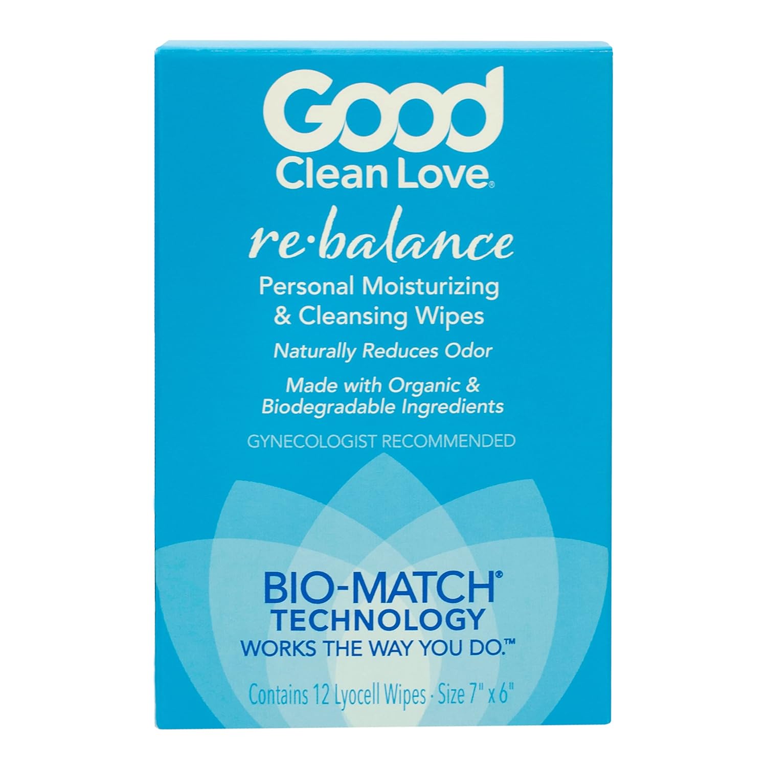 Good Clean Love Rebalance Feminine Wipes, Supports Vaginal Health Naturally & Reduces Odor, Moisturizing & Cleansing Hygiene Product Made With Aloe, Ph-Balanced Feminine Wipes, 12 Biodegradable Wipes