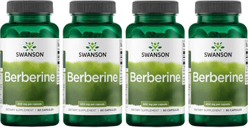 Swanson Berberine Supplement - 400 Mg Each, 60 Capsules - Berberine Hcl With Overall Wellness Support (4 Pack)