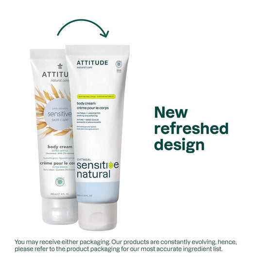 Attitude Body Cream For Sensitive Skin With Oat, Ewg Verified, Dermatologically Tested, Vegan, Avocado Oil, 8 Fl Oz