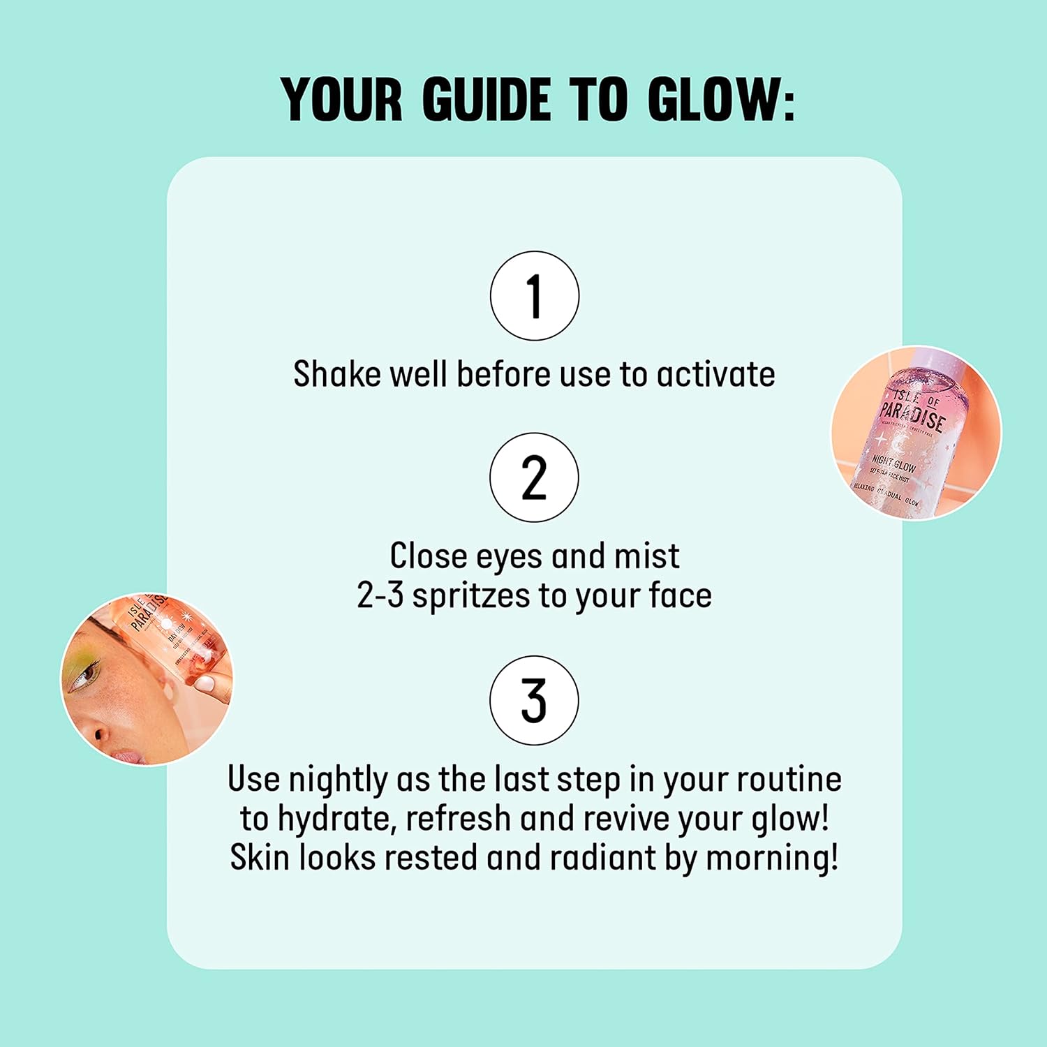 Isle of Paradise Night Glow Gradual Self-Tan Face Mist, 100ml | Relaxing Gradual Glow | Vegan & Cruelty Free : Amazon.co.uk: Beauty