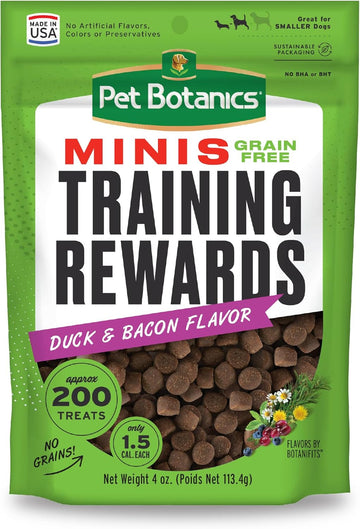 Pet Botanics 4 Oz. Pouch Training Reward Mini Soft & Chewy, Duck And Bacon Flavor, With 200 Treats Per Bag, The Choice Of Top Trainers
