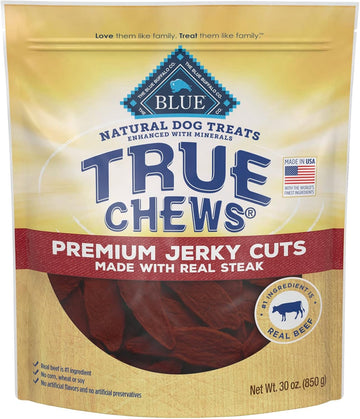 Blue Buffalo True Chews Premium Jerky Cuts Natural Dog Treats, Steak 30 Oz Bag