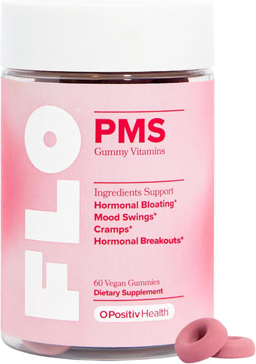 O Positiv Flo Pms Gummies For Women, 30 Servings (Pack Of 1) - Proactive Pms Relief - Targets Hormonal Breakouts, Bloating, Cramps, & Mood Swings With Chasteberry, Vitamin B6, & Lemon Balm