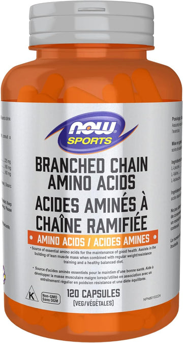 NOW Sports Nutrition, Branched Chain Amino Acids, With Leucine, Isoleucine and Valine, 120 Veg Capsules