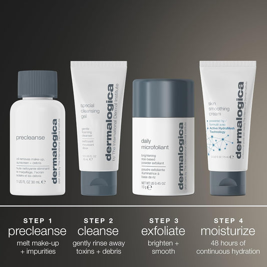 Dermalogica Discover Healthy Skin Kit, Polishes, Cleanses, Moisturisers, Precleanse 30Ml, Special Cleansing Gel 15Ml, Daily Microfoliant 13G, Skin Smoothing Cream 15Ml , For All Skin Types