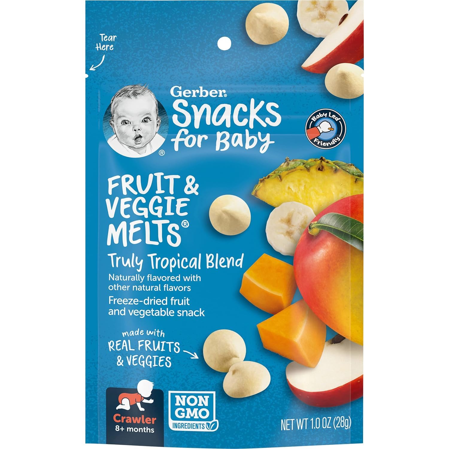 Gerber Snacks For Baby Fruit & Veggie Melts, 1 Oz