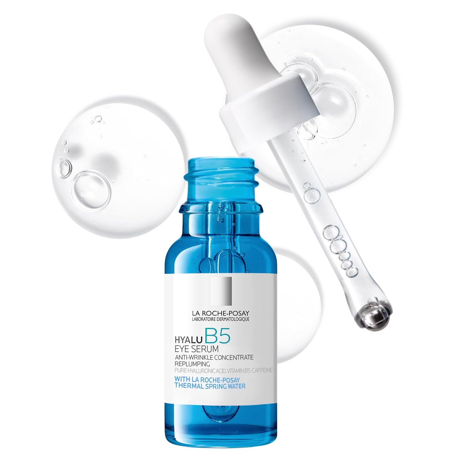 La Roche-Posay Hyalu B5 Eye Serum With Hyaluronic Acid & Caffeine For Dark Circles, Hydrating Serum For Dark Circles And Wrinkles With Roller Ball Applicator, Replumps Under Eye, Fragrance Free